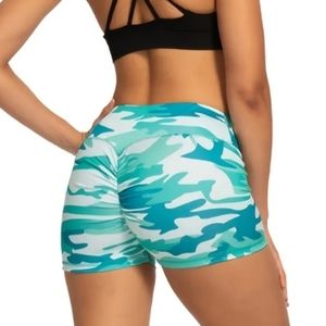 Camo Scrunch Butt Biker Shorts Spandex/ Yoga Shorts Athleisure Green Camo